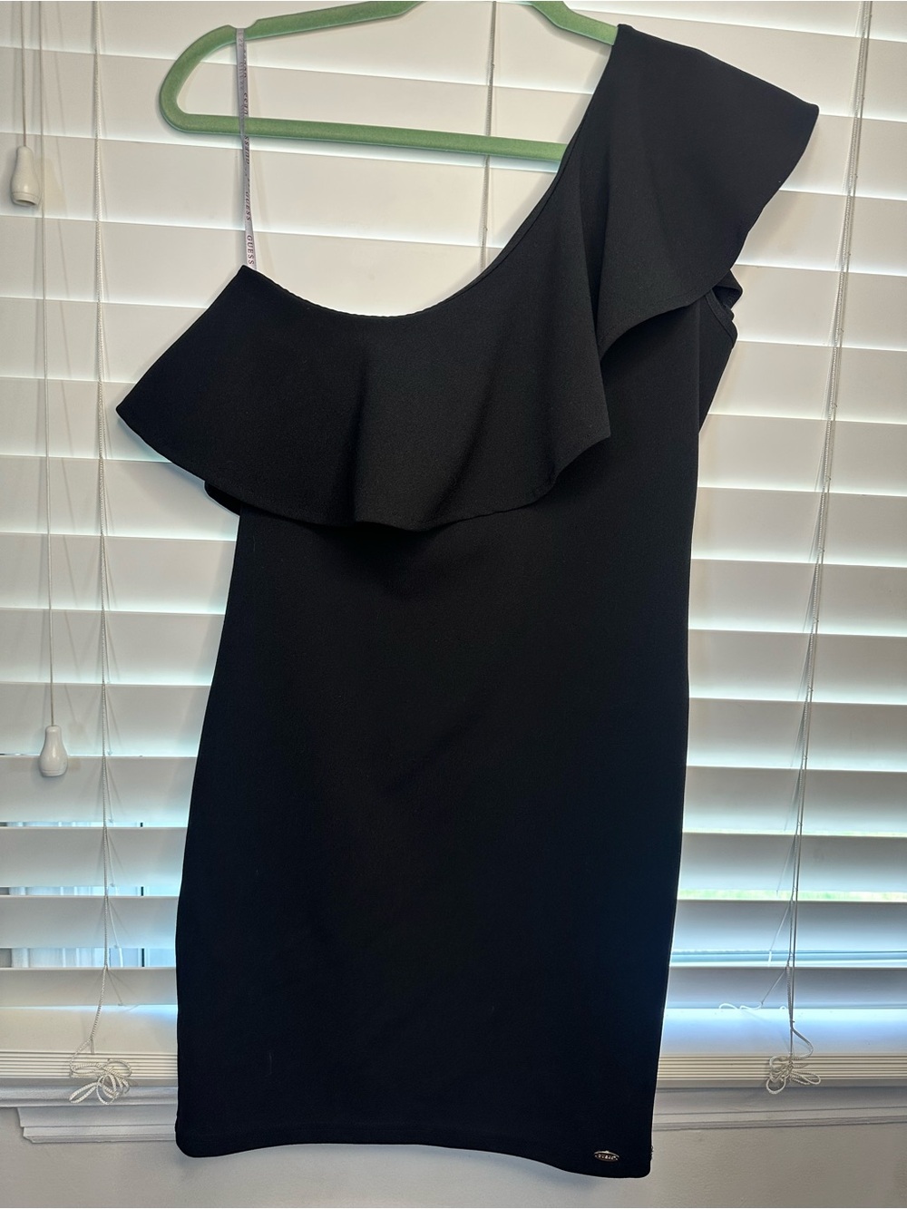GUESS One-Shoulder Black Ruffle Cocktail Dress - Picture 4 of 6